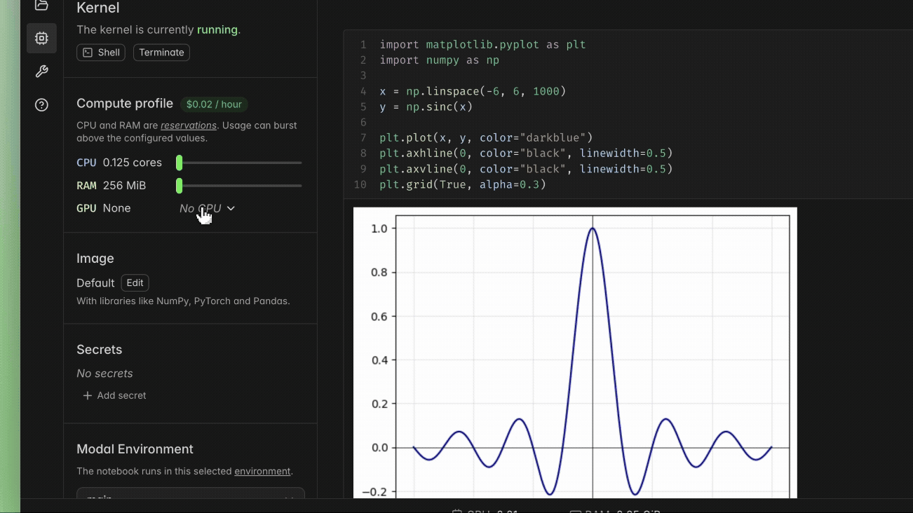 notebooks gpu selection