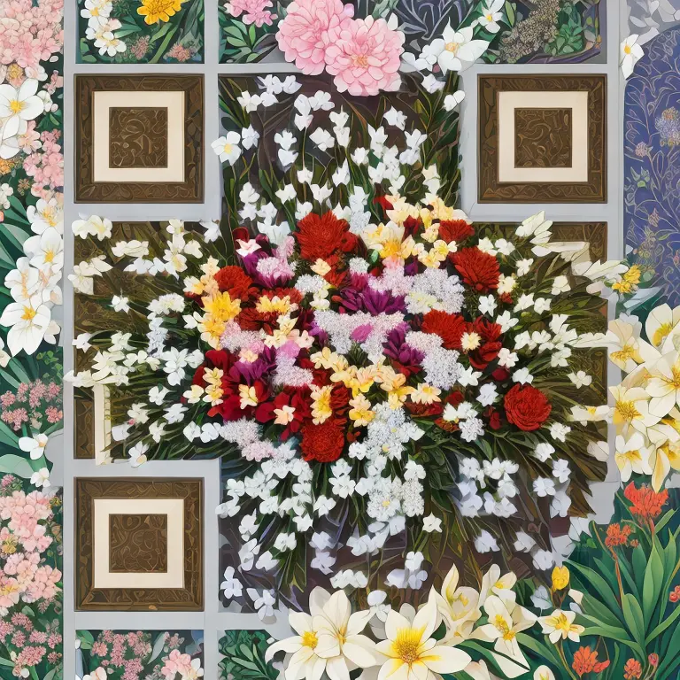 A QArt code displaying a bouquet of flowers.