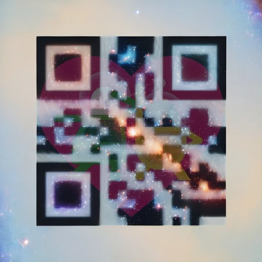 A QArt code created by superimposing an image (the logo for Lovers in a Dangerous Spacetime) over a generated QArt code.