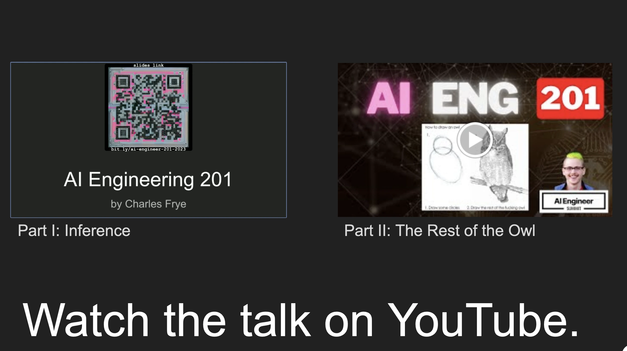 A slide showing a link displayed via a QR code
